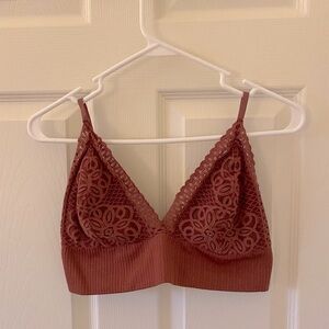 Petrune Rust Orange Lace Bralette